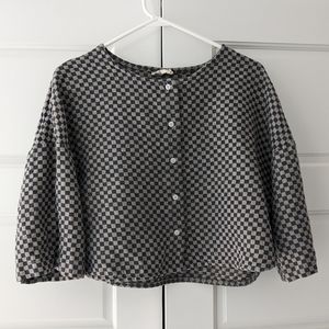 Beaton crop shirt in gingham linen